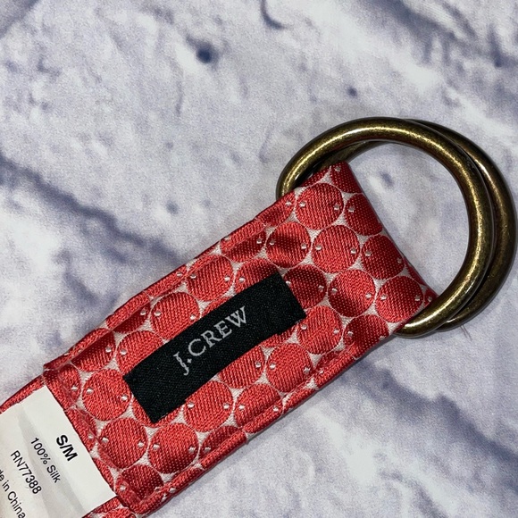 J. Crew Silk Belt D Ring Pink & White Dot Pattern Size S/M - Picture 4 of 7